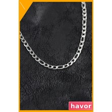 Havor Figaro Zincir Model 316L Çelik Erkek Kolye 55 cm Gümüş Renk