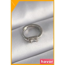 Havor Kare Zirkon Taşlı Tragus Piercing 6mm Bar Uzunluğu