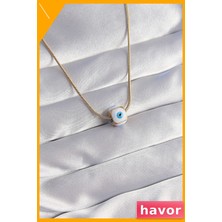 Havor Paslanmaz Çelik Nazar Boncuğu Kolye 45CM Zincir Uzunluğu
