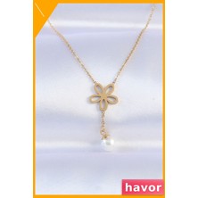 Havor Paslanmaz Çelik Zincirli Inci Desenli Kolye 45CM