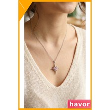 Havor Paslanmaz Çelik Zirkon Taşlı Kadın Kolye 45CM Zincir