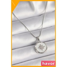 Havor Sedef ve Zirkon Taşlı Yıldız Desenli Kadın Kolyesi