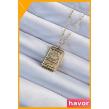 Havor Eskitme Tarot Kolye Altın Renk Ay Figürlü 45CM