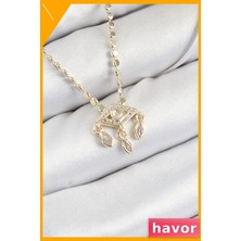 Havor Zirkon Taşlı Sallantılı Göz Modeli Pirinç Kolye