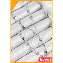 Havor Zirkon Taşlı Kalp Şekilli Gümüş Renkli Kolye