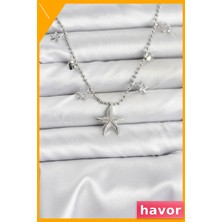 Havor Zirkon Taşlı Deniz Yıldızı Kolye Pirinç Malzeme