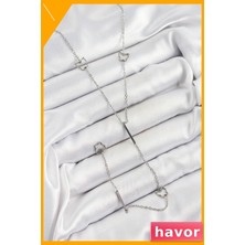 Havor Kelebek Figürlü Y Model Gümüş Renkli Kadın Kolye