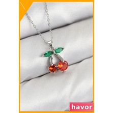 Havor Pirinç Zincirli Zirkon Taşlı Kadın Kolye 45CM Uzunluk