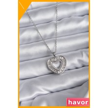 Havor Zirkon Taşlı Baget Kolye 45CM Zincir Uzunluğu