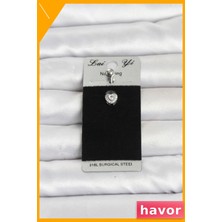 Havor Kalp Model Zirkon Taşlı Göbek Piercing 316L Cerrahi Çelik