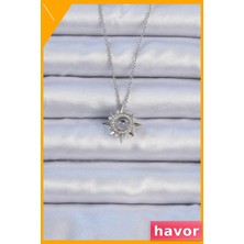 Havor Zirkon Taşlı Yıldız Kolye 45CM Kararmaz Çelik Zincir