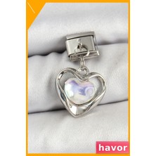 Havor Sallantılı Kalp Model Zirkon Taşlı Charm Bileklik Aksesuarı