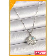 Havor Zirkon Taşlı Mavi Detaylı Kadın Kolye 45CM Zincir