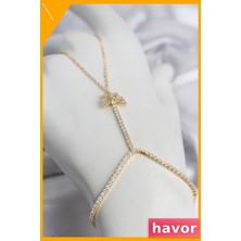 Havor Gold Renk Pirinç Zirkon Taşlı Model Şahmeran Kolye
