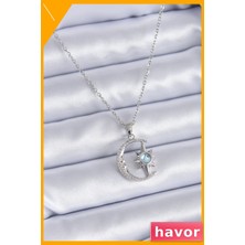 Havor Paslanmaz Çelik Ay Yıldız Desenli Kadın Kolye 45CM Zincir