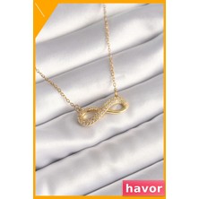 Havor Zirkon Taşlı Sonsuzluk Modeli 316L Çelik Kolye Altın Rengi