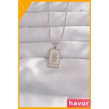 Havor Pembe Mineli Tarot Sembolü Kolye 316L Çelik