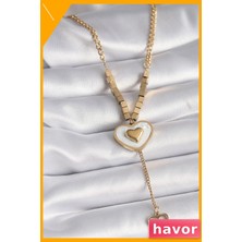 Havor Paslanmaz Çelik Kalp Işlemeli Kadın Kolye 45CM Zincir
