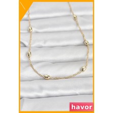 Havor Burgu Desenli Altın Renkli Kadın Kolye 60 cm Uzunluk