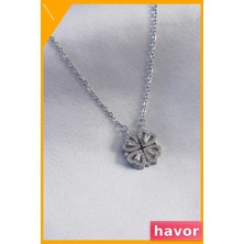 Havor Açılır Yonca Desenli Kadın Kolye 45CM Zincir