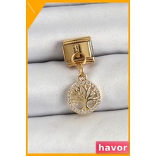 Havor Hayat Ağacı Desenli Zirkon Taşlı Sallantılı Bileklik Aksesuarı