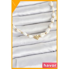 Havor Doğal Deniz Kabuğu Dizili Kalp Model Kolye