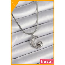 Havor Zirkon Taşlı Kalp Detaylı Kadın Kolye 45CM Zincir