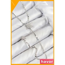 Havor Zirkon Taşlı Kutup Yıldızı Desenli Y Kolye Pirinç Malzeme