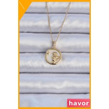 Havor Zirkon Taşlı Melek Figürlü Kolye 45CM Zincir Uzunluğu