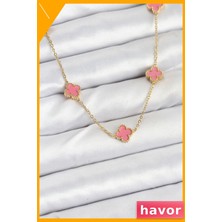 Havor Kararmaz Paslanmaz Çelik Yonca Kolye 45CM Zincir