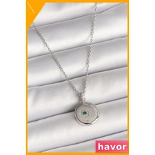 Havor Zirkon Taşlı Hilal Yıldız Desenli Kadın Kolye 45CM Zincir