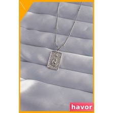 Havor Lazer Işlemeli Tarot Göz Figürlü Kolye 45CM Zincir