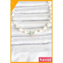 Havor Doğal Deniz Kabuğu Dizili Nazarlı Mavi Yıldız Model Kolye