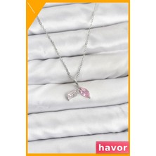 Havor Paslanmaz Çelik Zirkon Taşlı Balık Kuyruğu Kolye 45CM
