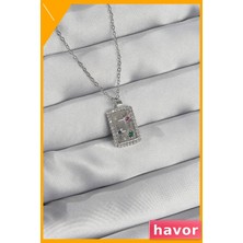 Havor Vintage Tasarım Zirkon Taşlı Kolye 316L Çelik