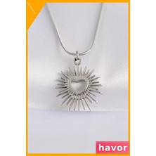 Havor Paslanmaz Çelik Kalp Güneşi Tasarımlı Kadın Kolyesi
