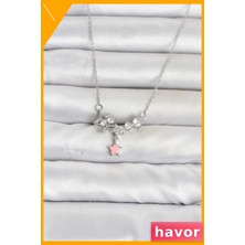 Havor Paslanmaz Çelik Yıldız Kolye 45CM Gümüş Renk Kadın