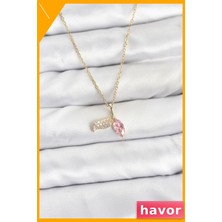 Havor Paslanmaz Çelik Zirkon Taşlı Kadın Kolye 45CM Zincir