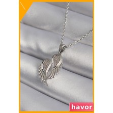 Havor Zirkon Taşlı Kanat Tasarım Kadın Kolye 45CM Zincir Uzunluğu