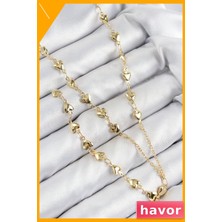 Havor Zirkon Taşlı Kalp Şekilli Altın Renkli Kolye