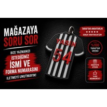 YSN Sounds Isimli Taraftar Anahtarlık , Kişiye Özel - Hediyelik Isimli Forma Araç Anahtarlık - Isimli Siyah Beyaz Anahtarlık