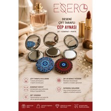Esero 30108 Çift Taraflı Cep Aynası Yakınlaştırıcı Makyaj Aynası Mandala Desenli Kompakt Çanta Aynası Kadın Hediyesi