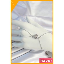 Havor Paslanmaz Çelik Zincirli Kalp Figürlü Zirkon Taşlı Kolye