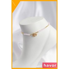 Havor Boncuklu Nazarlı Göz Figürlü Halhal Pembe Ayarlanabilir