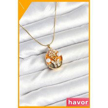 Havor Paslanmaz Çelik Kelebek Tasarımlı Kadın Kolye 45CM Zincir