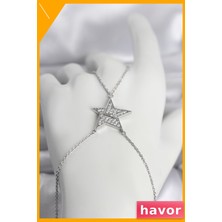 Havor Yıldız Model Şahmeran Kolye Pirinç Gümüş Renk Zirkon Taşlı