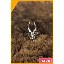 Havor Ayarlanabilir Erkek Yüzüğü Boynuz Desenli Tasarım