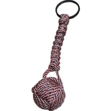 Moonparacord Paracord Maymun Yumruğu Anahtarlık Kırmızı Beyaz Siyah Renk Burgu Desen