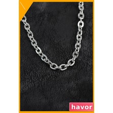Havor Erkek 316L Çelik Rolo Zincir Kolye 55CM Gümüş Renk