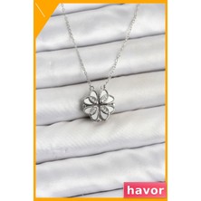 Havor Paslanmaz Çelik Yonca Model Kolye 45CM Gümüş Renk Kadın
